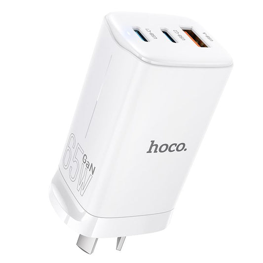 hoco. DNU5 Power GaN PD65W three-port(2C1A) charger(AU) With Smart IC - White