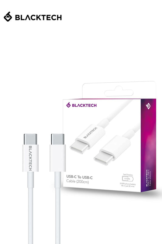 BLACKTECH USB-C To USB-C 65W Fast Charging Cable 200cm - White